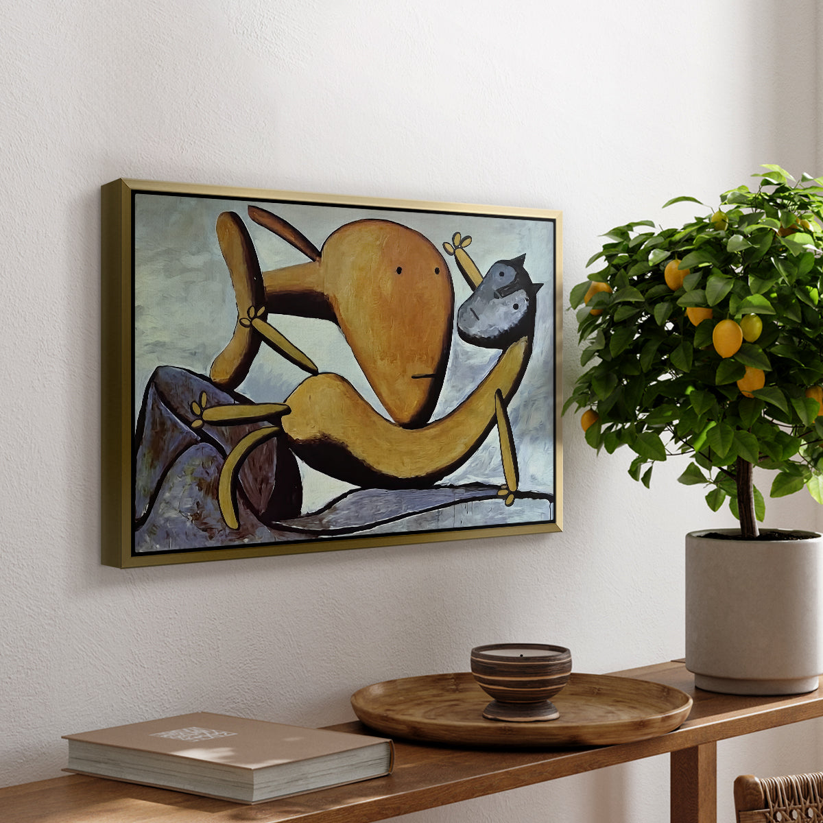 Cat and Big Fish, c. 1931 - Floater Framed Canvas Print