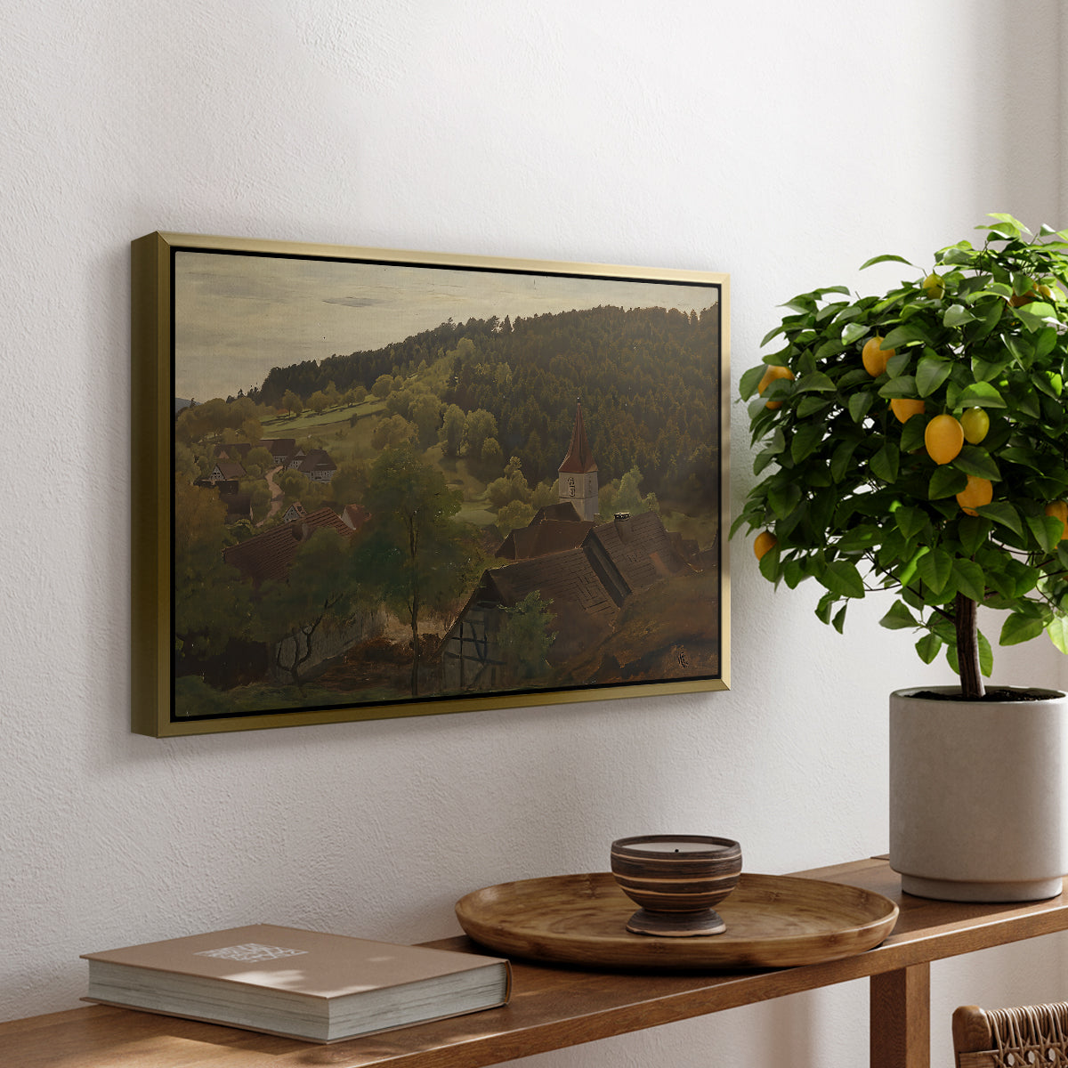 Landscape from Ebersteinburg in Baden, 1876 - Floater Framed Canvas Print