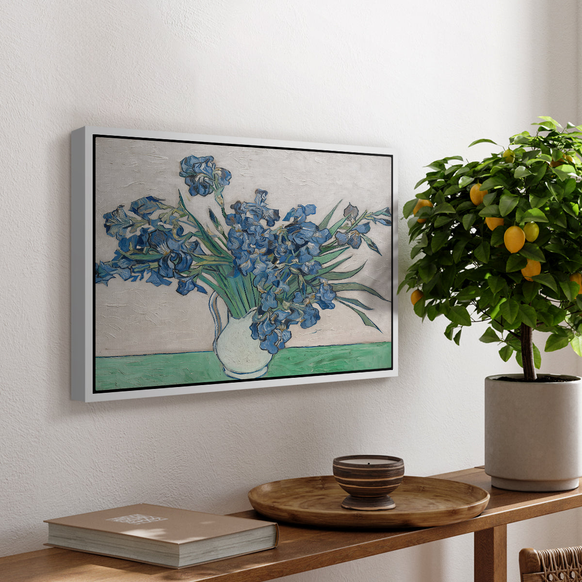Irises, 1890 - Floater Framed Canvas Print
