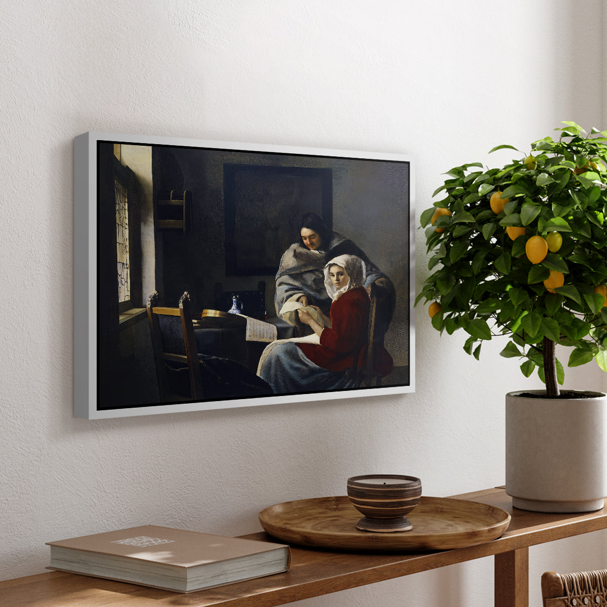 Girl Interrupted at Her Music, c. 1658-1659 - Floater Framed Canvas Print