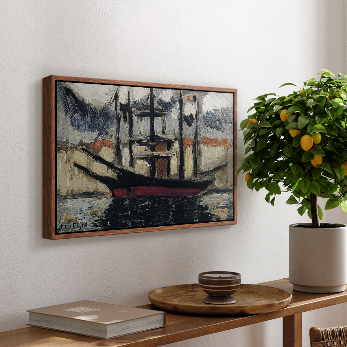 Two Boats Side by Side, Port of Marseilles, c. 1916 - Floater Framed Canvas Print