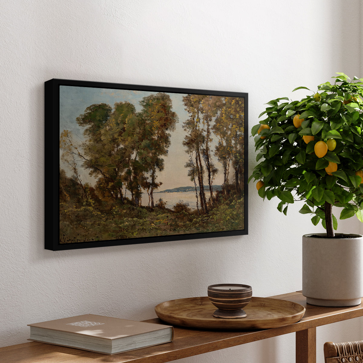 The Banks of the Allier, 1894 - Floater Framed Canvas Print
