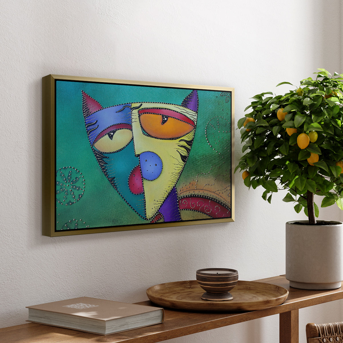 Celestial Cat - Floater Framed Canvas Print
