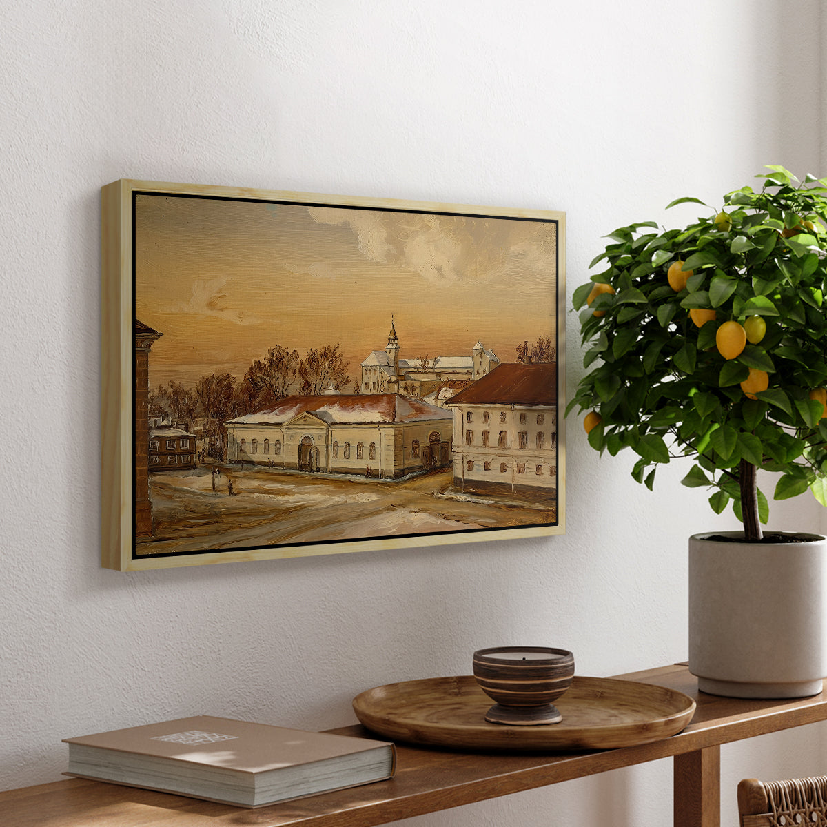 The Riding School at Akershus Castle, 1846 - Floater Framed Canvas Print