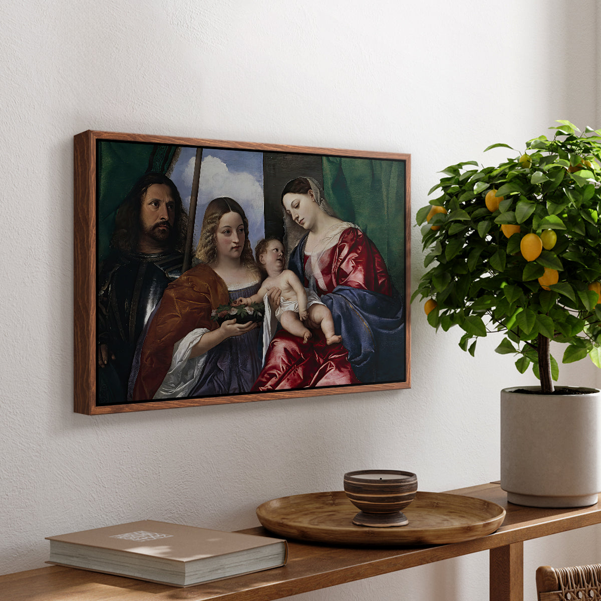 Madonna and Child with Saints Dorothy and George, c. 1516 - Floater Framed Canvas Print