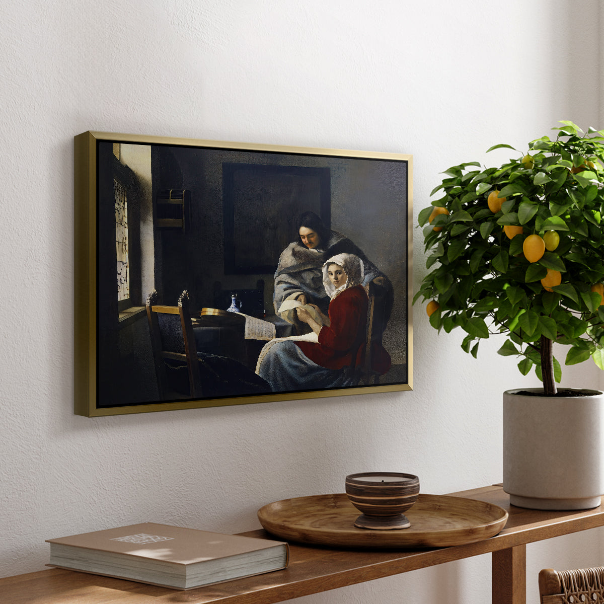 Girl Interrupted at Her Music, c. 1658-1659 - Floater Framed Canvas Print
