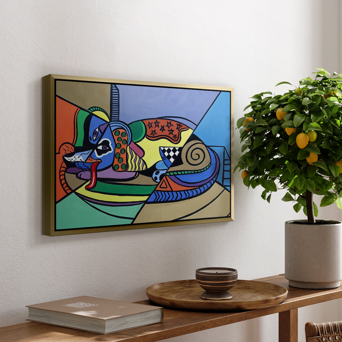 A Dog Named Picasso - Floater Framed Canvas Print