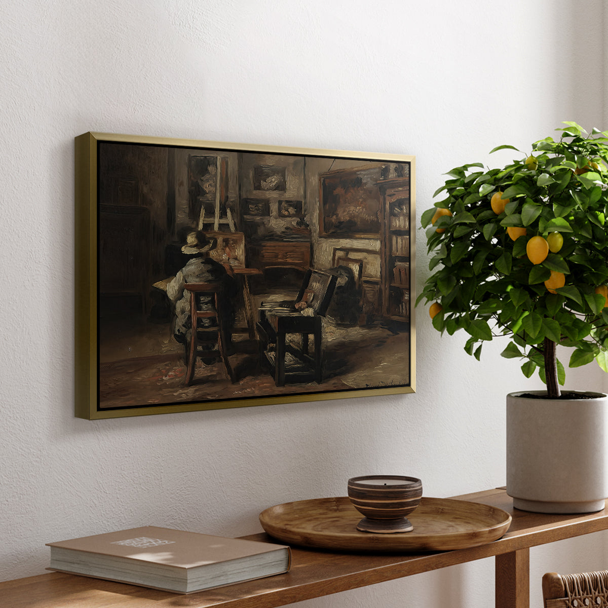 The Studio of Ferdinand De Braekeleer I, Father of the Painter, c. 1873-1885 - Floater Framed Canvas Print