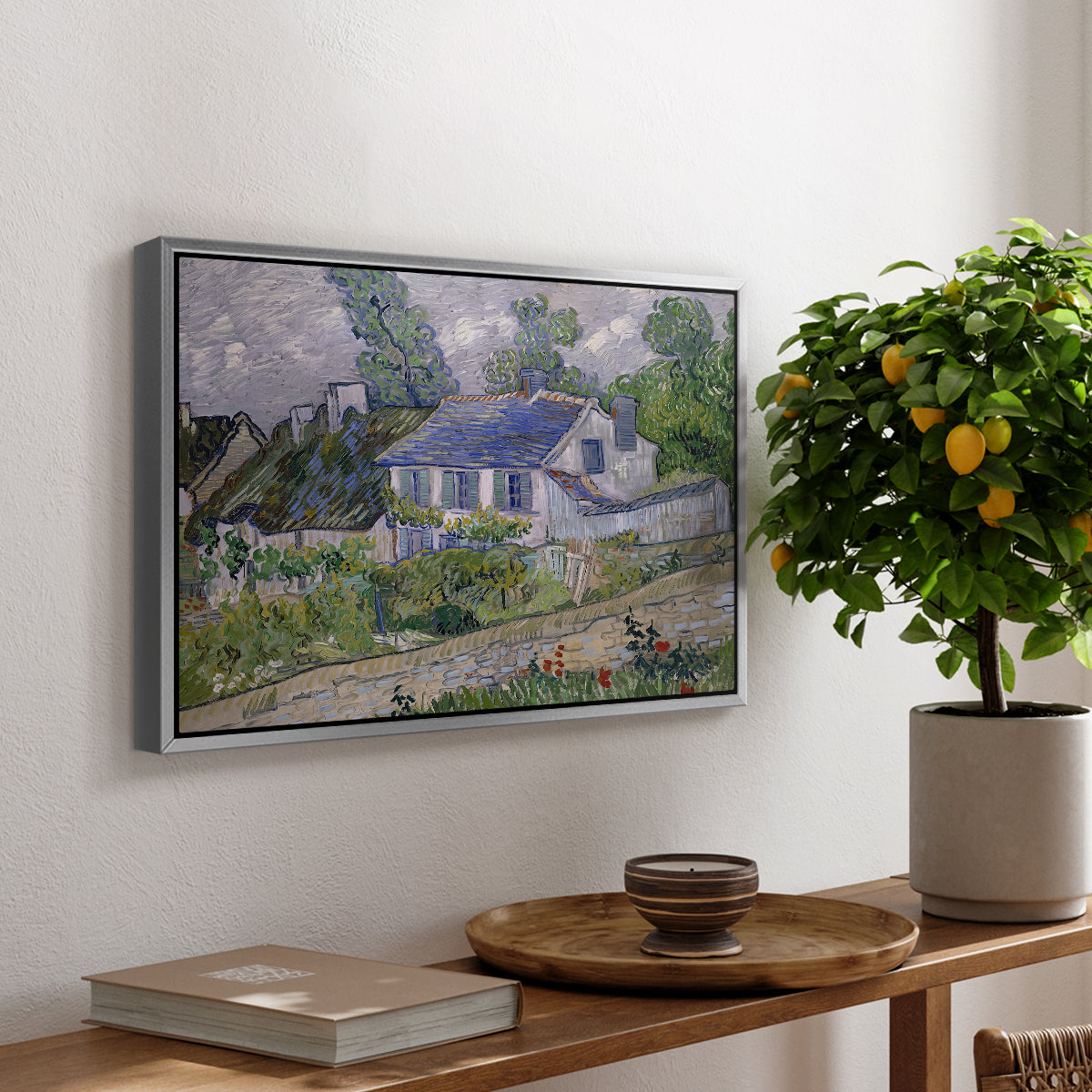 Houses in Auvers, 1890 - Floater Framed Canvas Print
