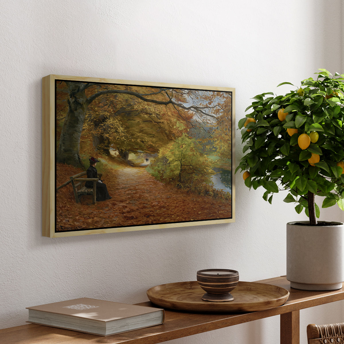 A Wooded Path in Autumn, 1902 - Floater Framed Canvas Print