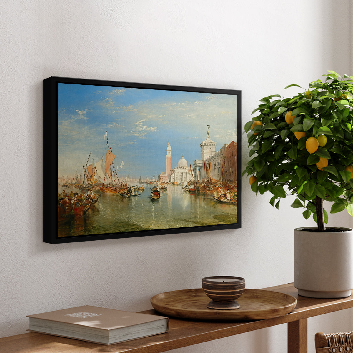 Venice: The Dogana and San Giorgio Maggiore, 1834 - Floater Framed Canvas Print