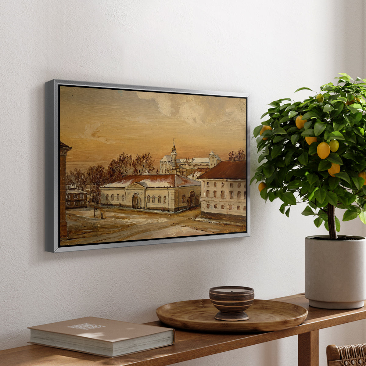The Riding School at Akershus Castle, 1846 - Floater Framed Canvas Print