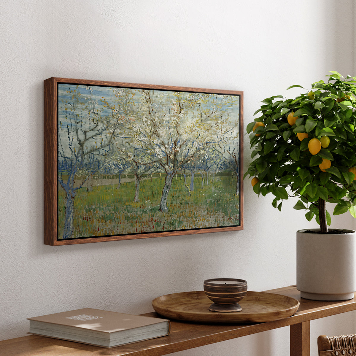 The Pink Orchard, 1888 - Floater Framed Canvas Print