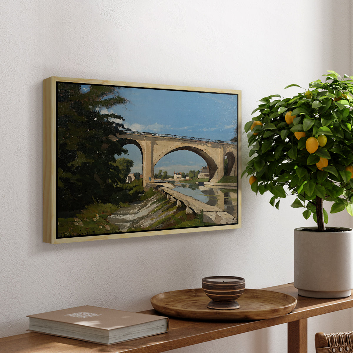 The Railroad Bridge at Briare, 1888 - Floater Framed Canvas Print