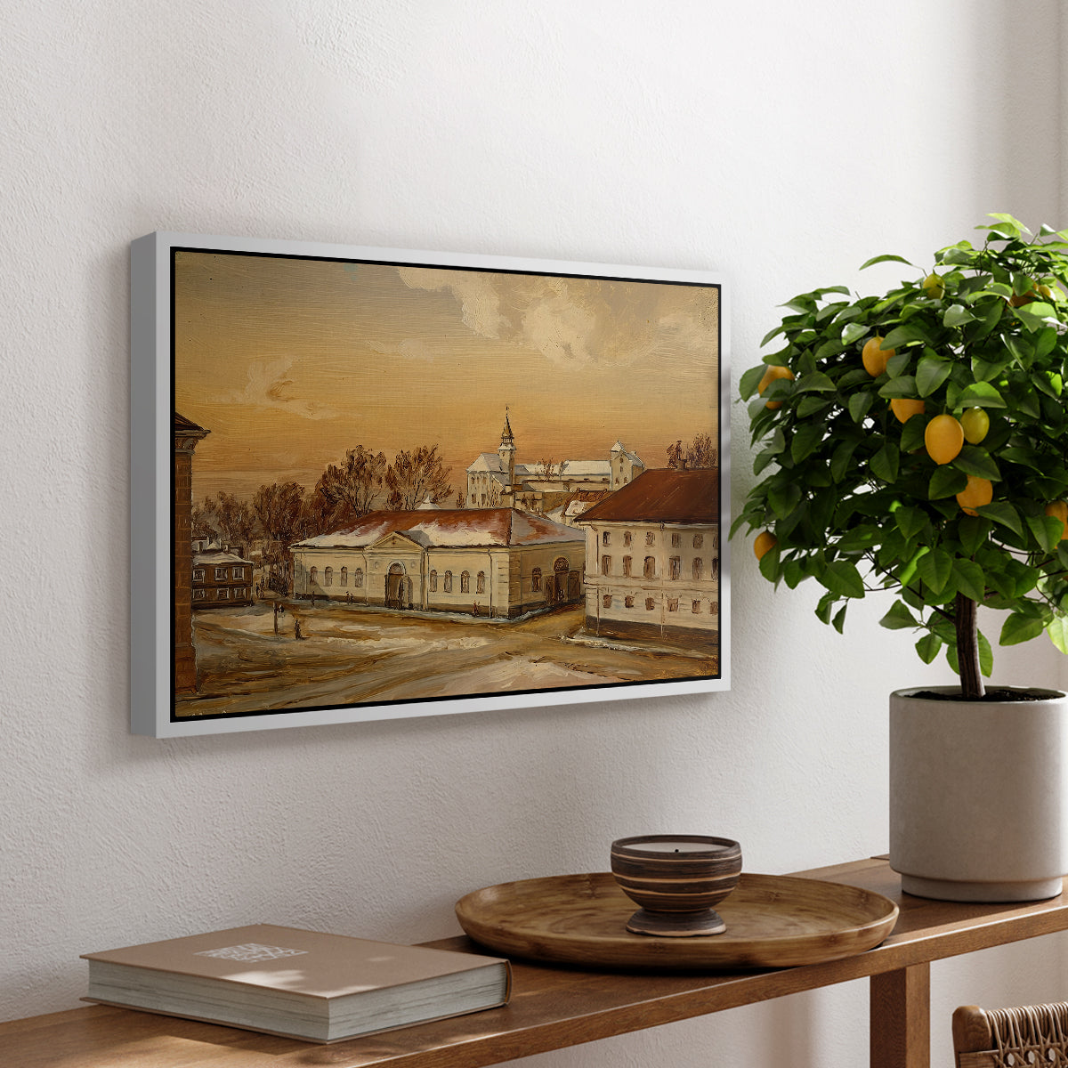 The Riding School at Akershus Castle, 1846 - Floater Framed Canvas Print