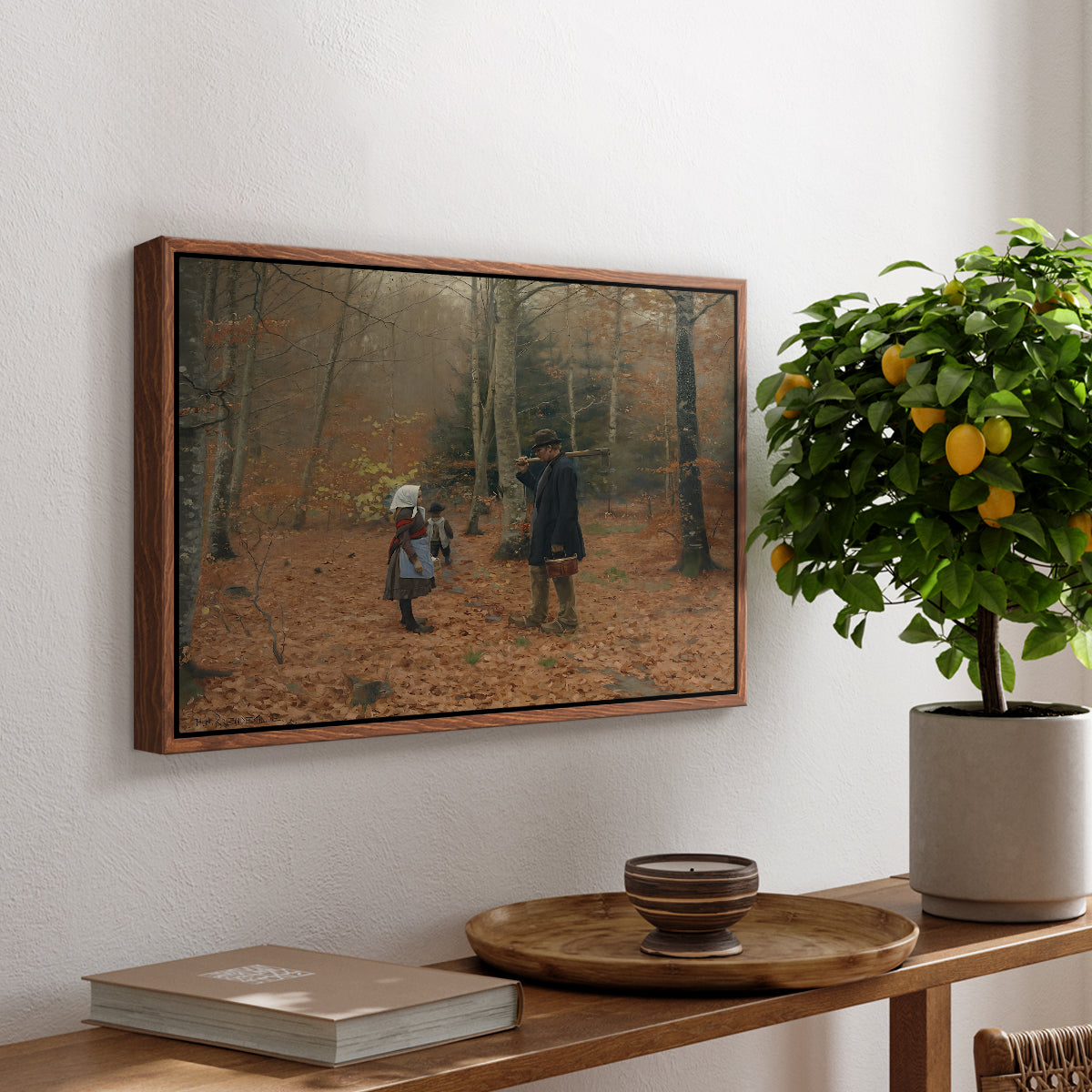 The Woodman and his Children, 1886 - Floater Framed Canvas Print