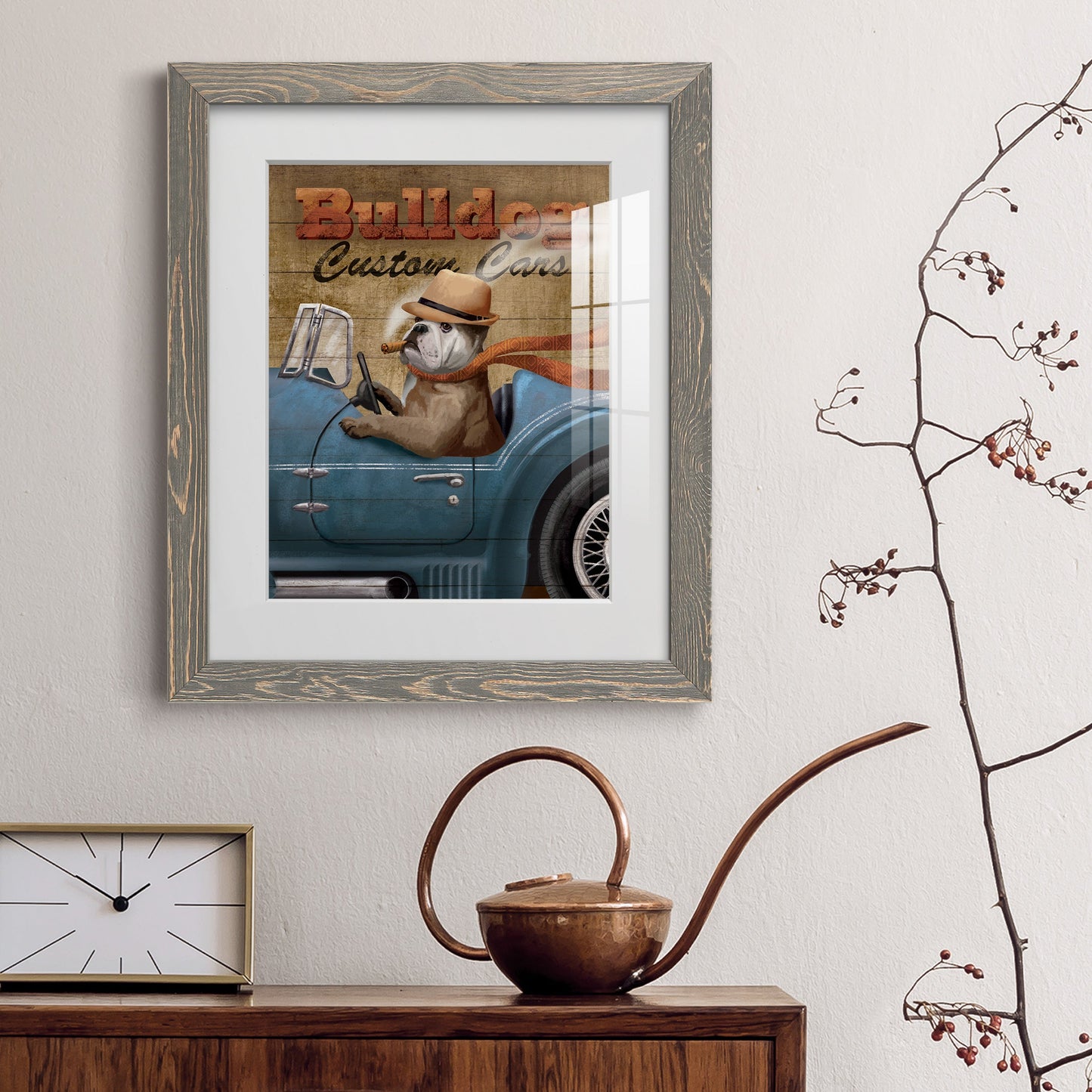 Bulldog Custom Cars - Premium Framed Print - Distressed Barnwood Frame - Ready to Hang