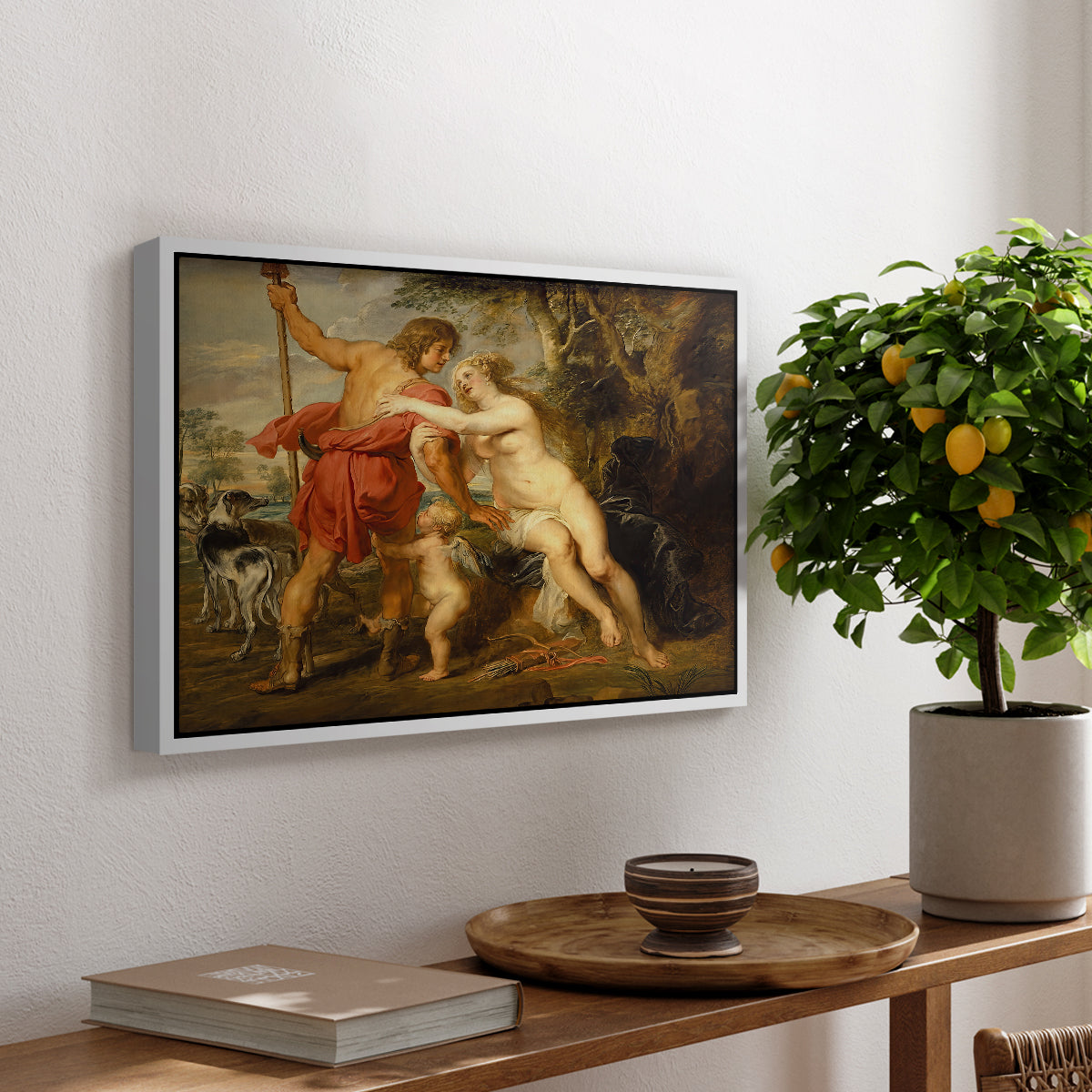 Venus and Adonis, c. 1635 - Floater Framed Canvas Print