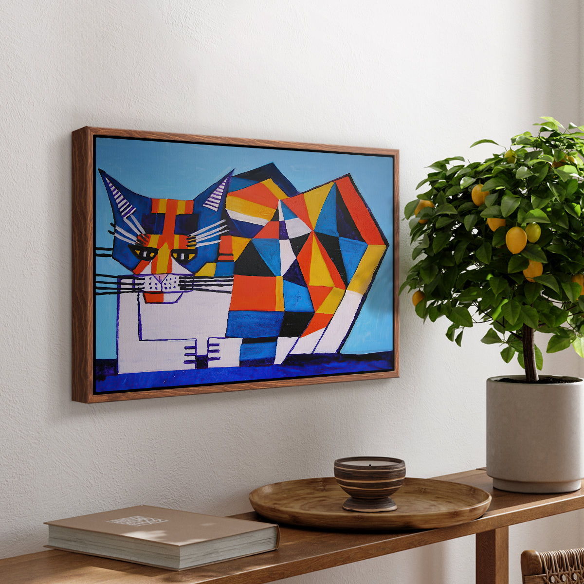 Cassie Thinking about Cubism - Floater Framed Canvas Print