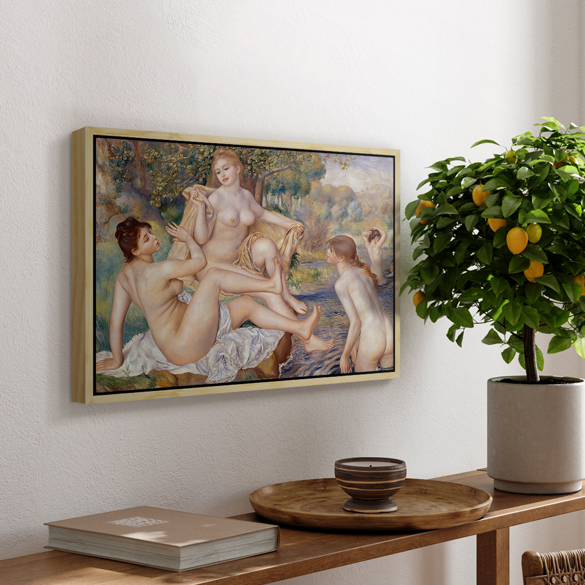 The Large Bathers, 1884-1887 - Floater Framed Canvas Print