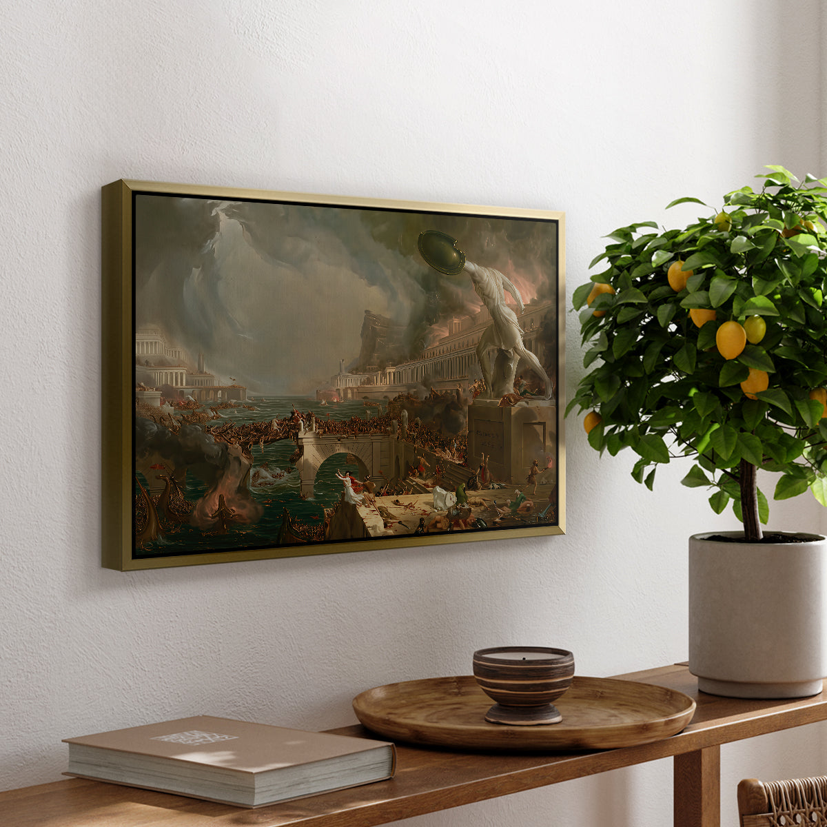The Course of Empire: Destruction, 1836 - Floater Framed Canvas Print