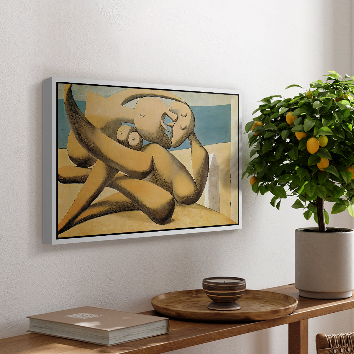 Figures at the Seaside (The Kiss), 1931 - Floater Framed Canvas Print