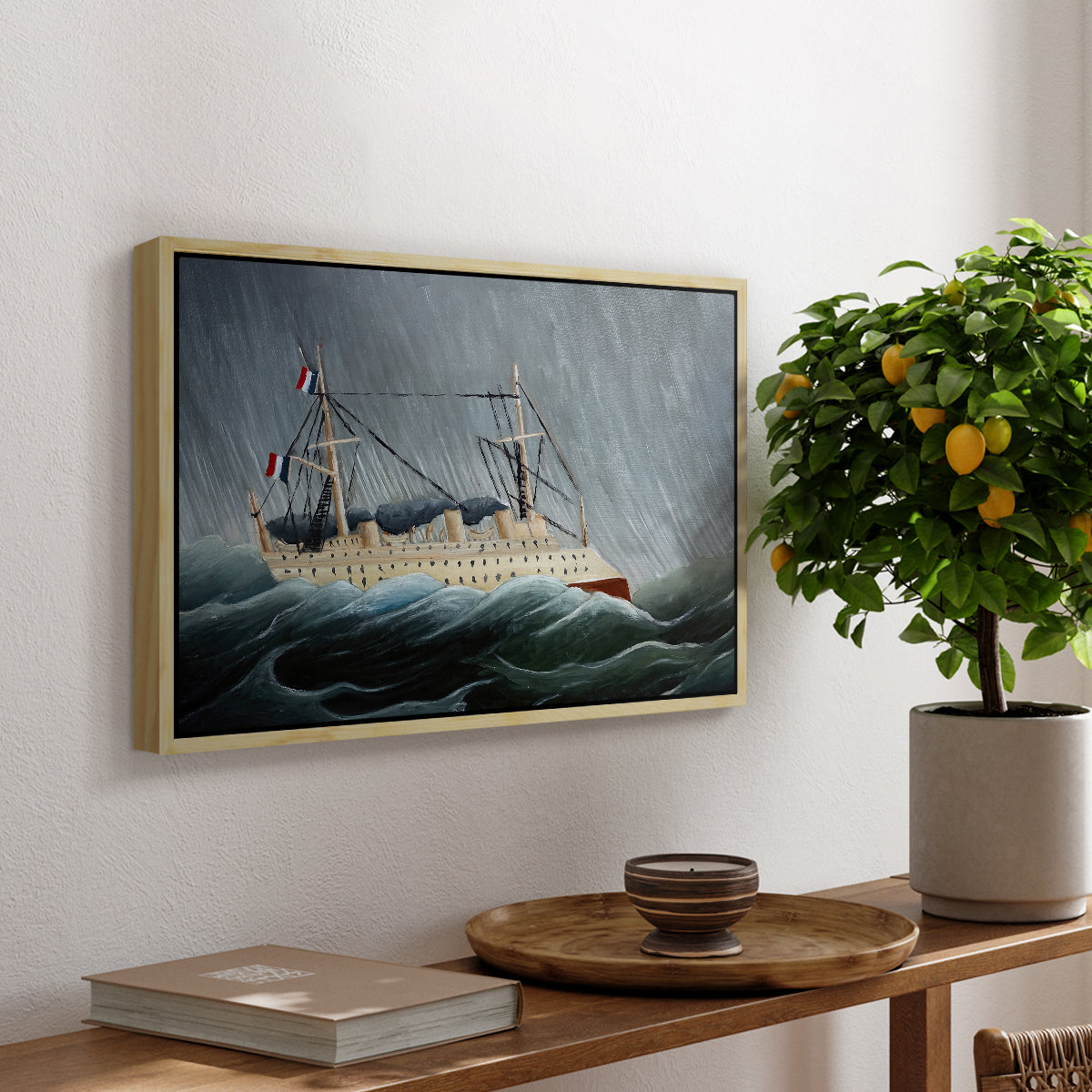 A Ship in the Storm, c. 1899 - Floater Framed Canvas Print
