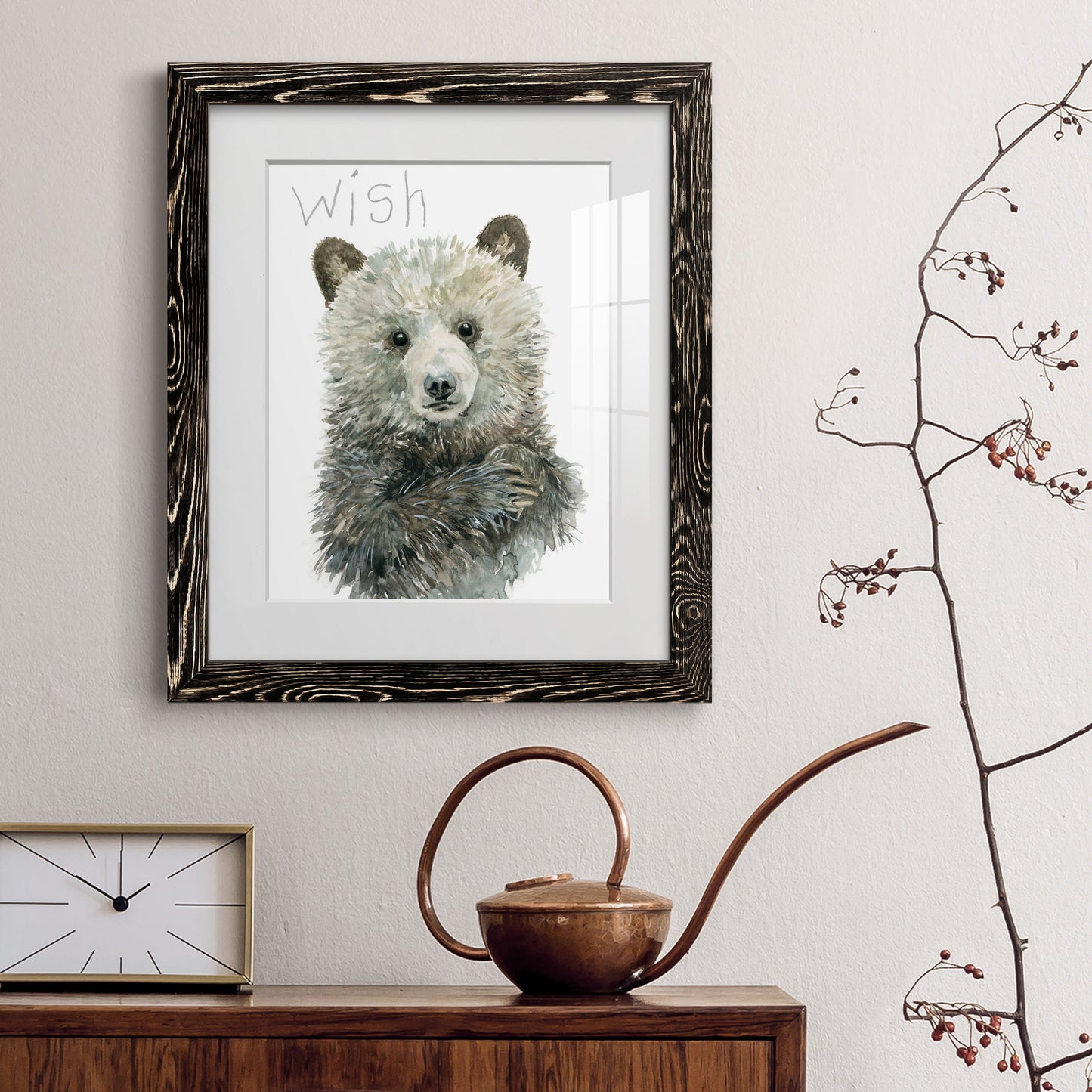 Forest Fur Baby Bear - Premium Framed Print - Distressed Barnwood Frame - Ready to Hang