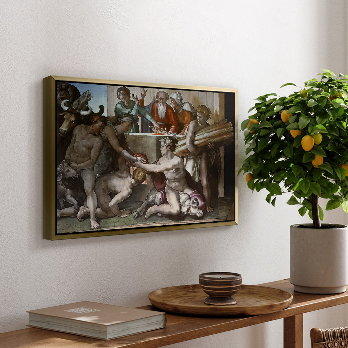 The Sacrifice of Noah (Sistine Chapel), 1509 - Floater Framed Canvas Print