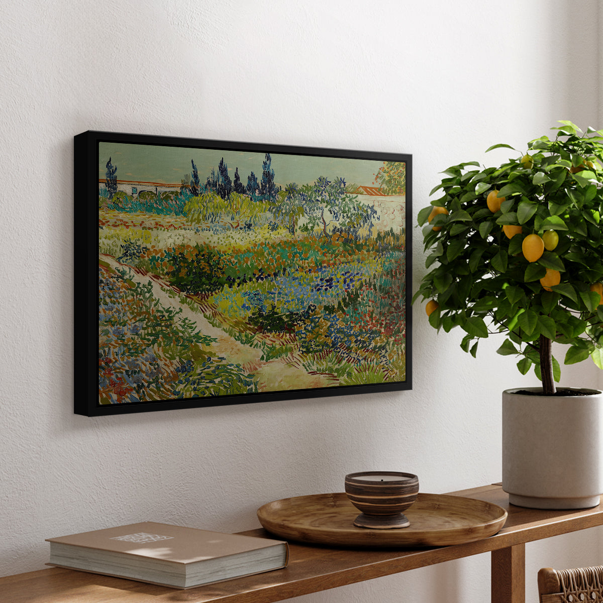 Garden at Arles, 1888 - Floater Framed Canvas Print