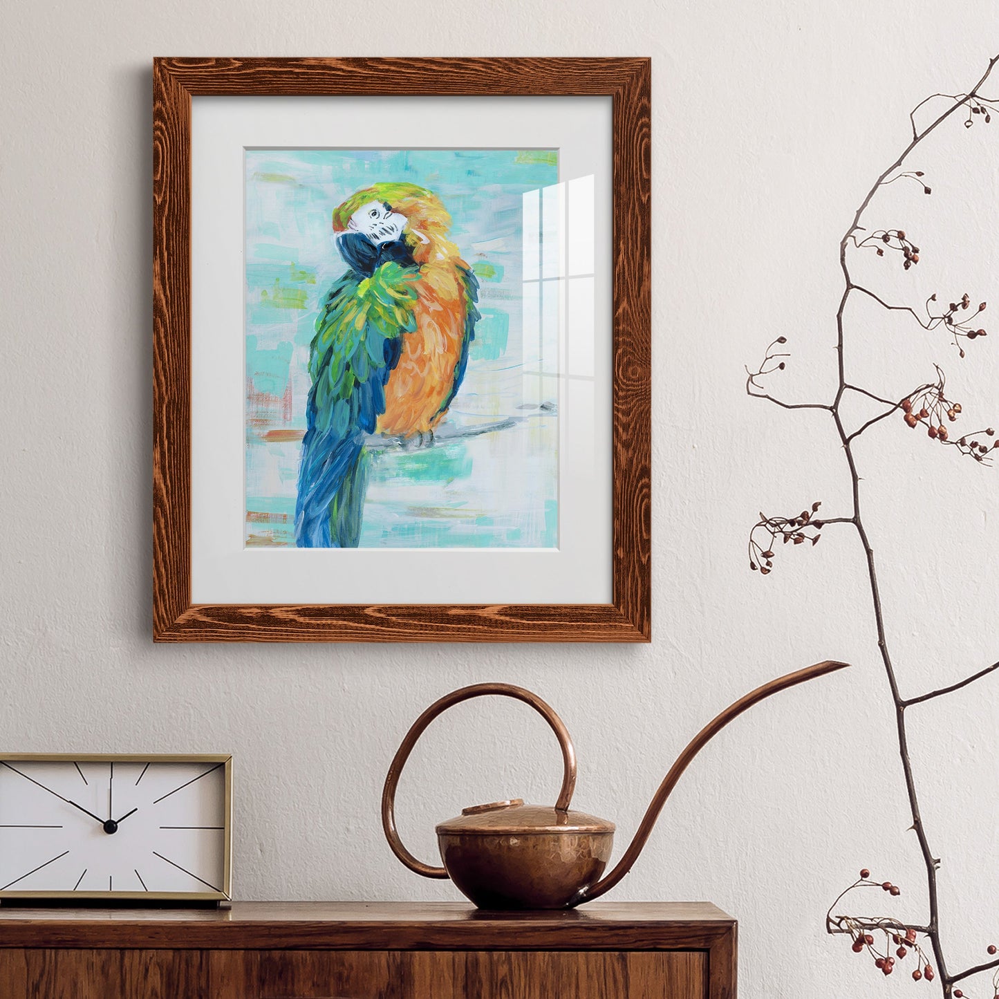 Island Parrot II - Premium Framed Print - Distressed Barnwood Frame - Ready to Hang