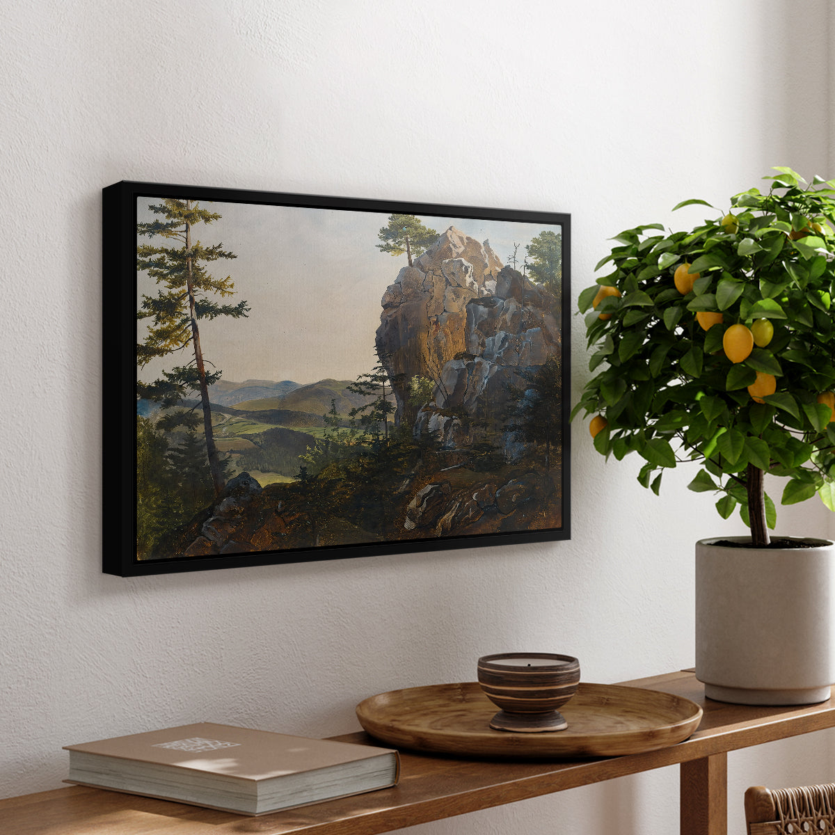 Landscape with the Balbersteine near Miesenbach, 1839 - Floater Framed Canvas Print