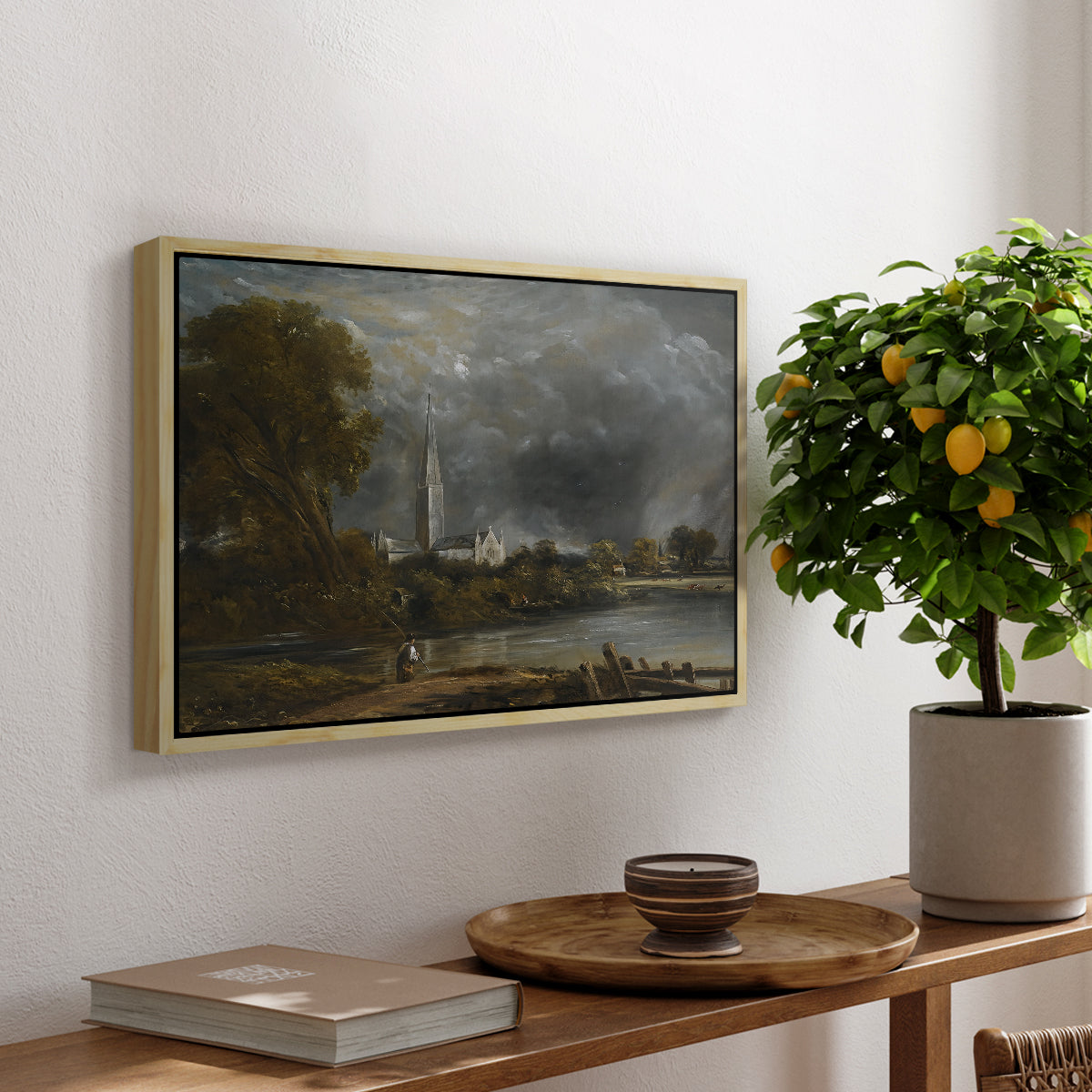 Salisbury Cathedral from the Meadows, c. 1831 - Floater Framed Canvas Print
