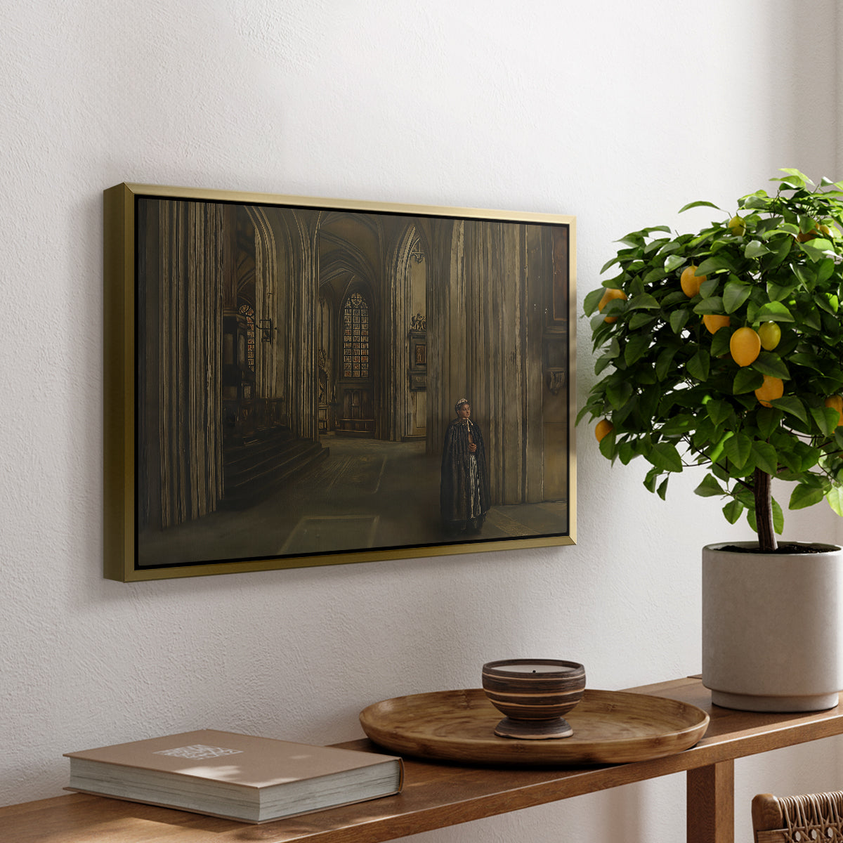 Interior of a Church, 1871 - Floater Framed Canvas Print