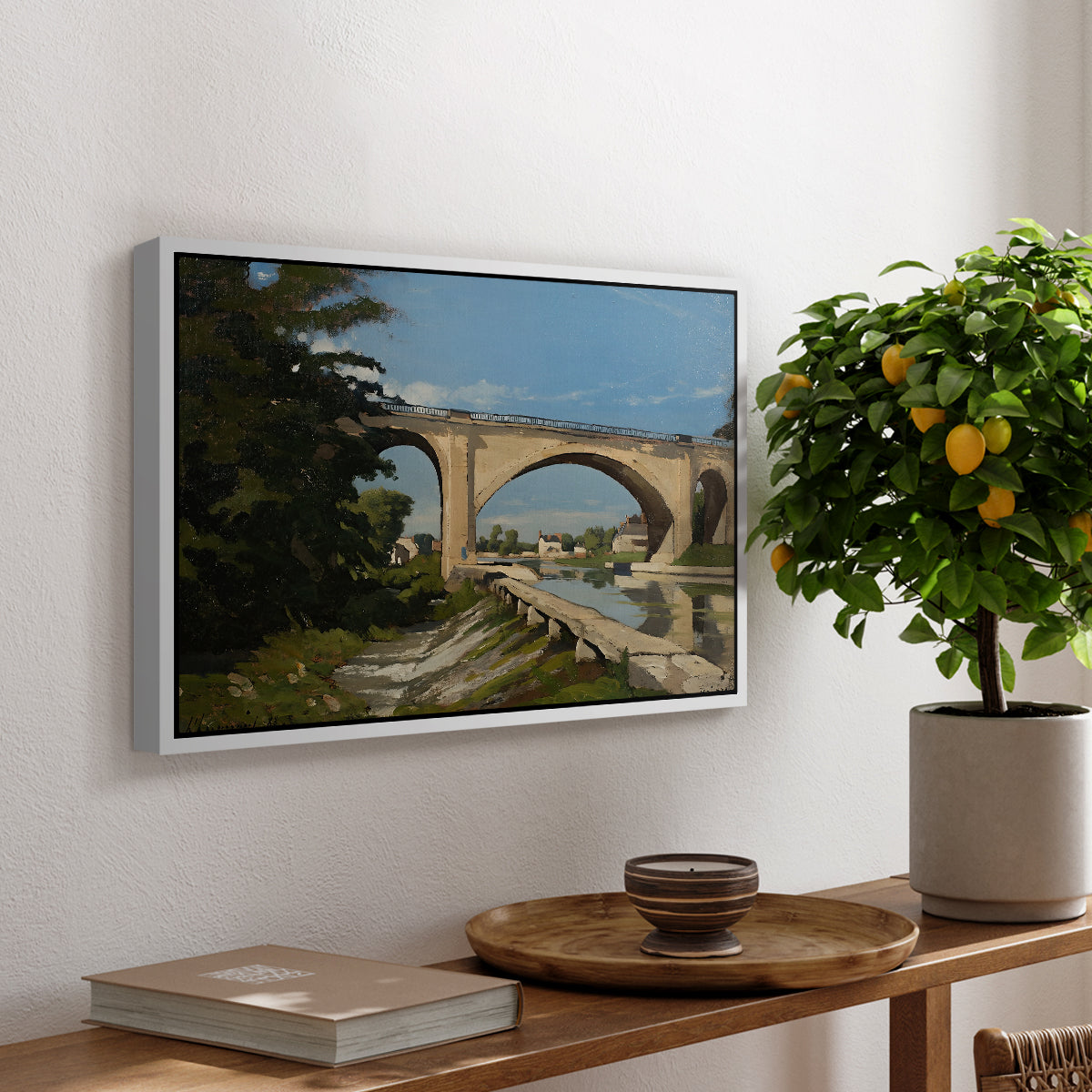 The Railroad Bridge at Briare, 1888 - Floater Framed Canvas Print