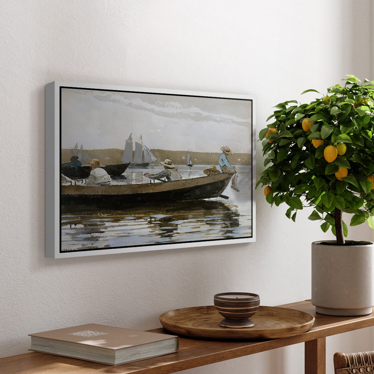 Boys in a Dory, 1873 - Floater Framed Canvas Print