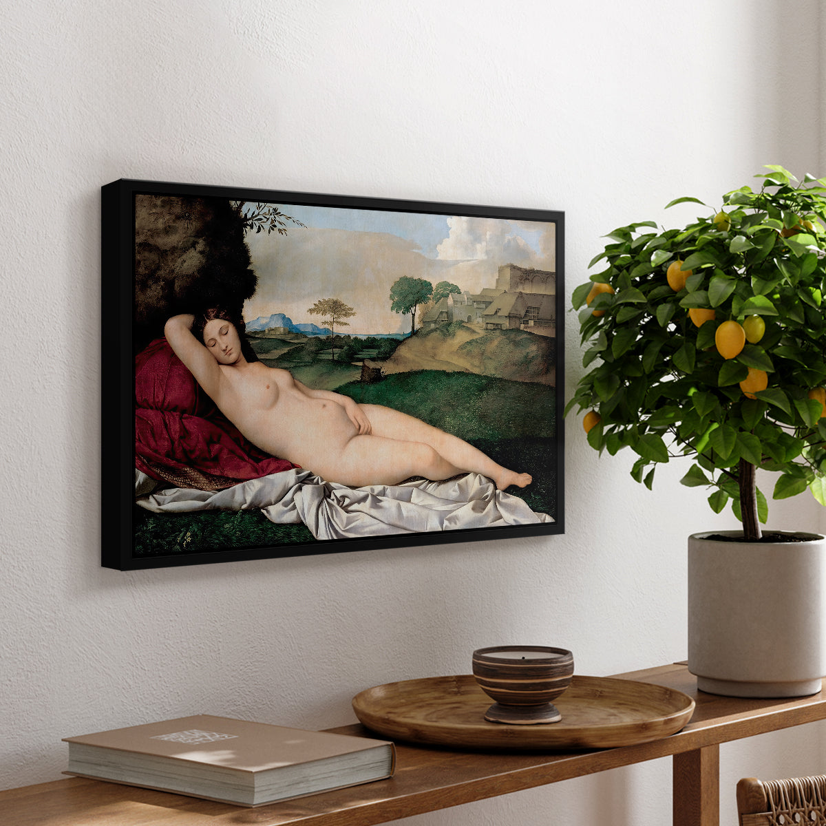 Sleeping Venus, c. 1510 - Floater Framed Canvas Print