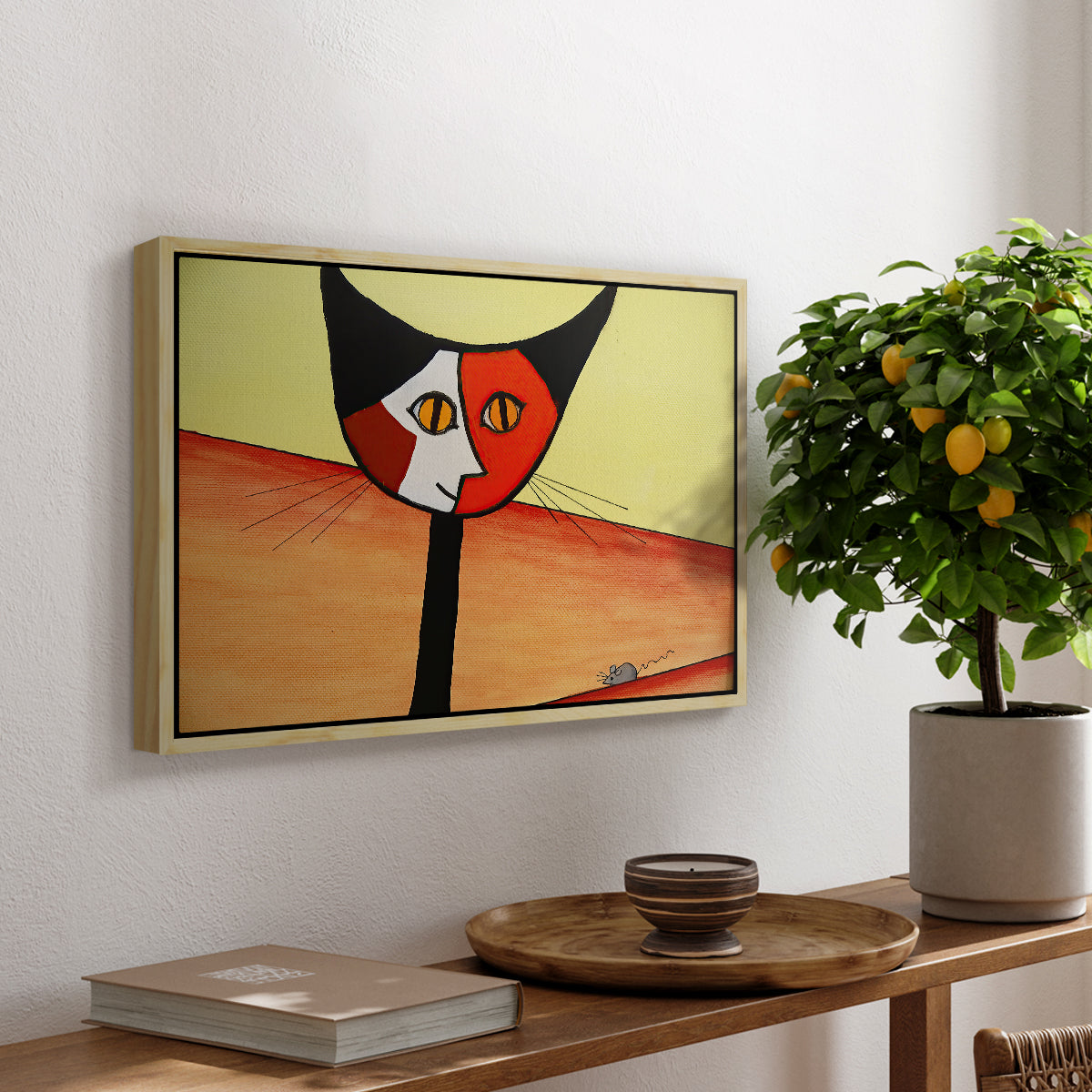 Picasso's Cat–El Gato - Floater Framed Canvas Print