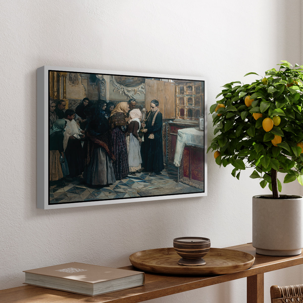 Kissing the Relic, 1893 - Floater Framed Canvas Print