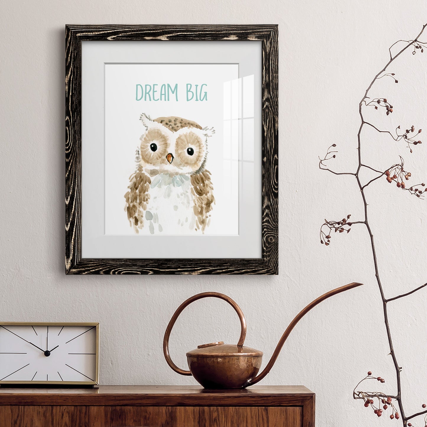 Dream Big Owl - Premium Framed Print - Distressed Barnwood Frame - Ready to Hang