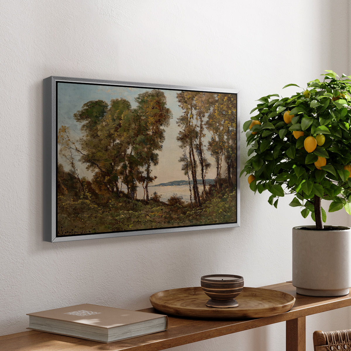 The Banks of the Allier, 1894 - Floater Framed Canvas Print