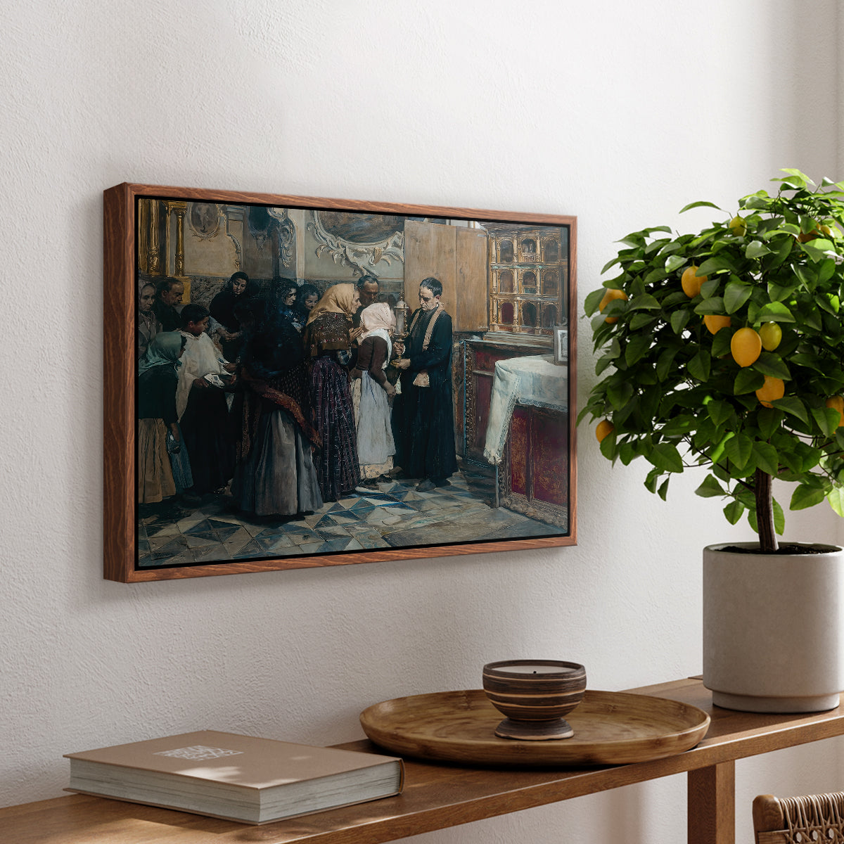 Kissing the Relic, 1893 - Floater Framed Canvas Print