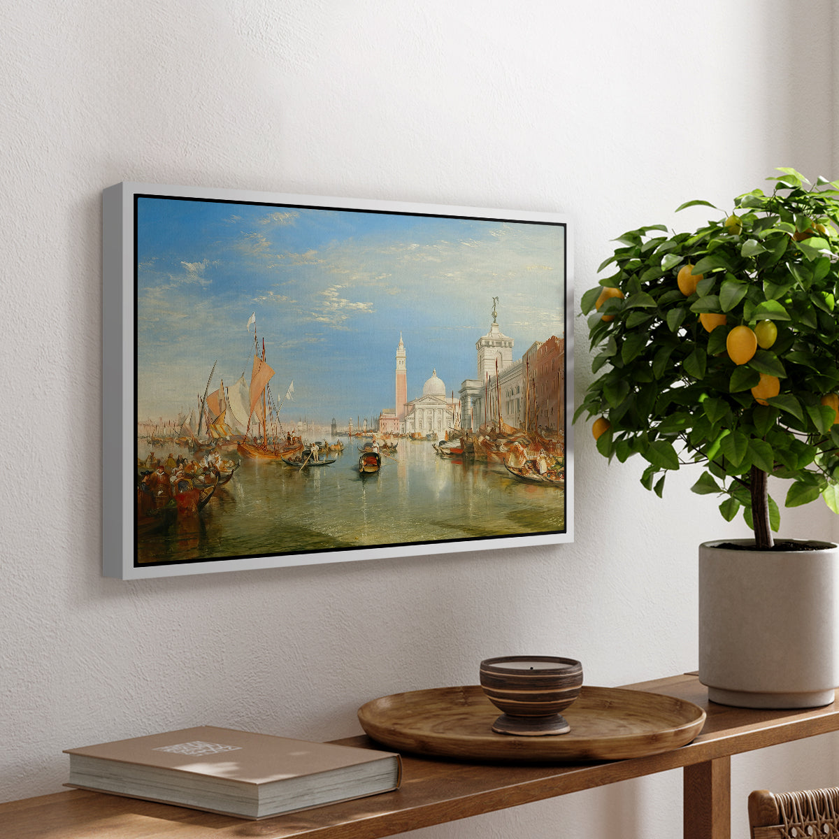 Venice: The Dogana and San Giorgio Maggiore, 1834 - Floater Framed Canvas Print