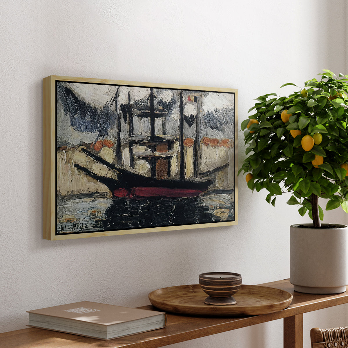 Two Boats Side by Side, Port of Marseilles, c. 1916 - Floater Framed Canvas Print