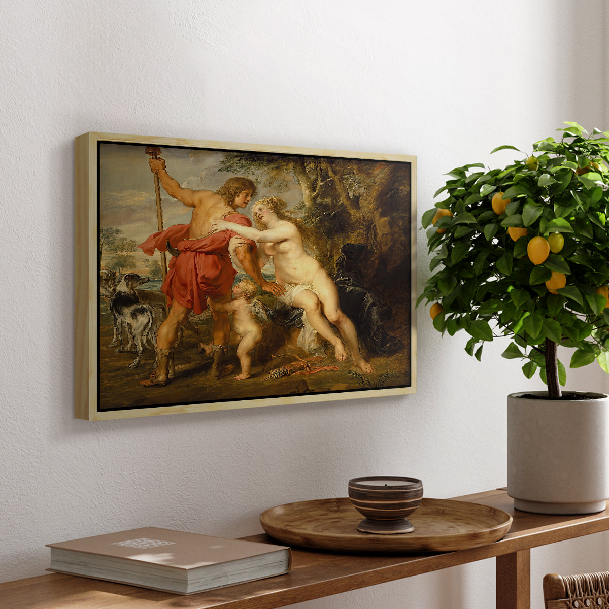 Venus and Adonis, c. 1635 - Floater Framed Canvas Print