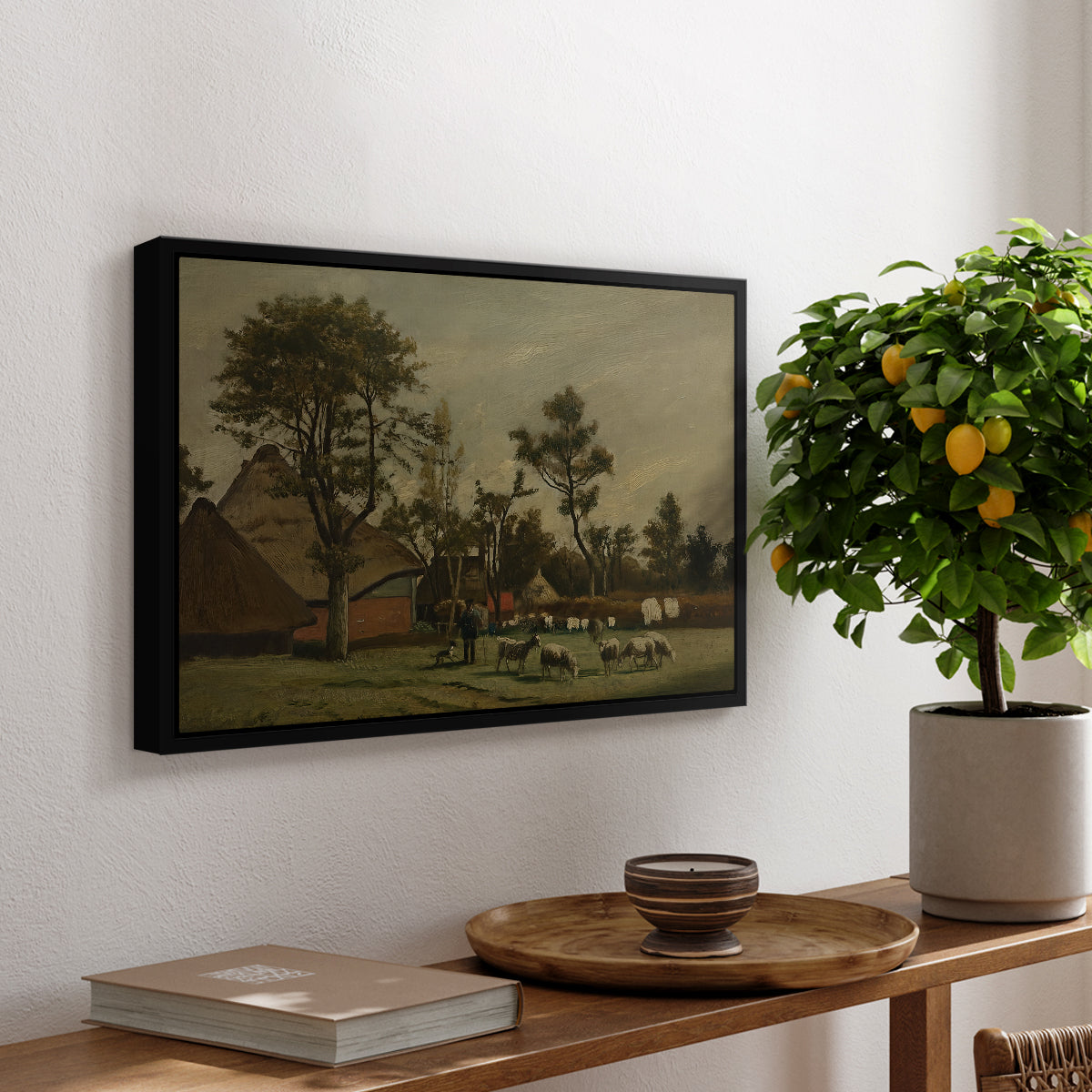 Farmhouse, c. 1865-1875 - Floater Framed Canvas Print