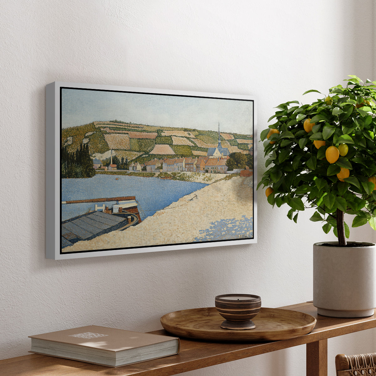 The Riverbank, Les Andelys, 1886 - Floater Framed Canvas Print
