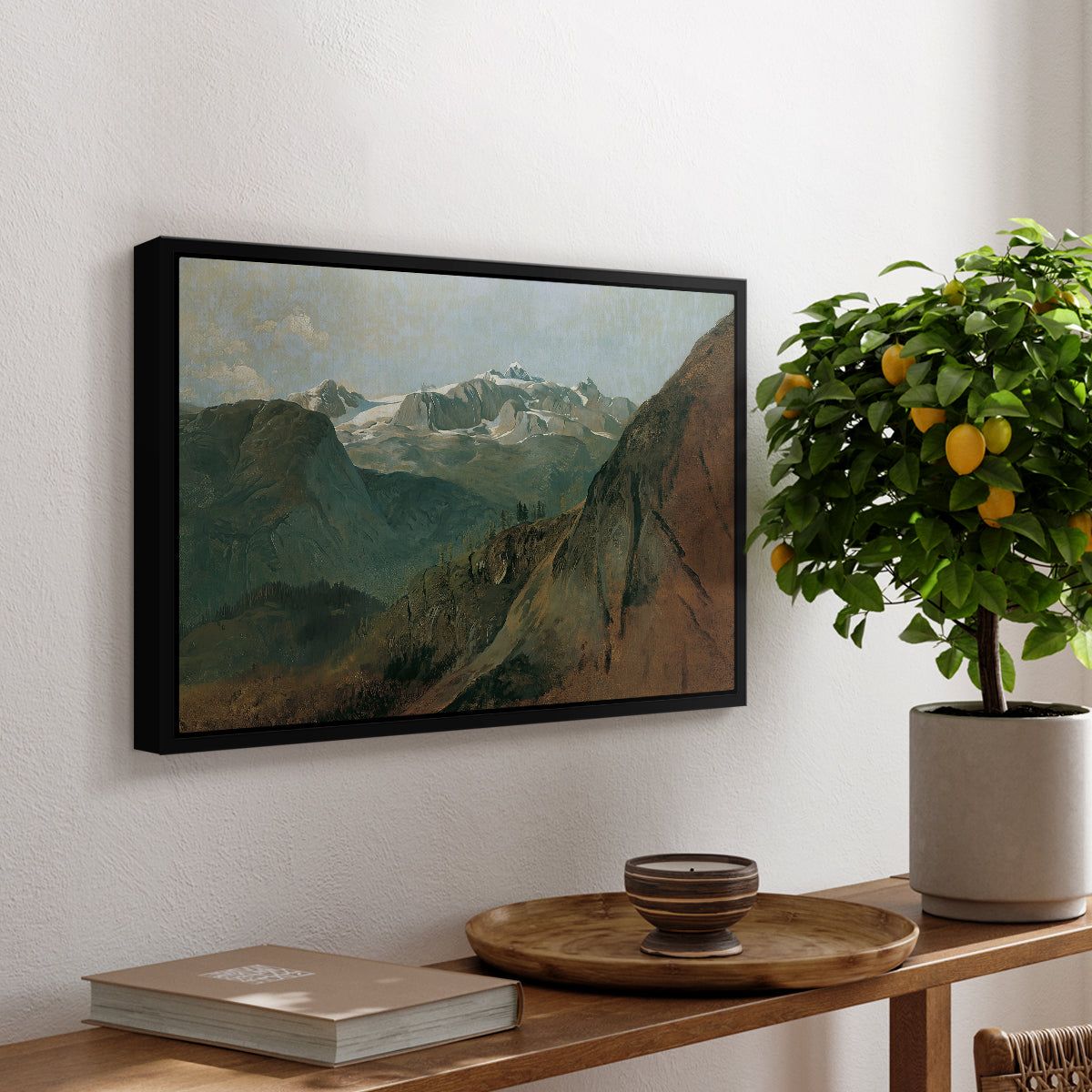 The Dachstein from the Plassen near Hallstatt, 1827 - Floater Framed Canvas Print