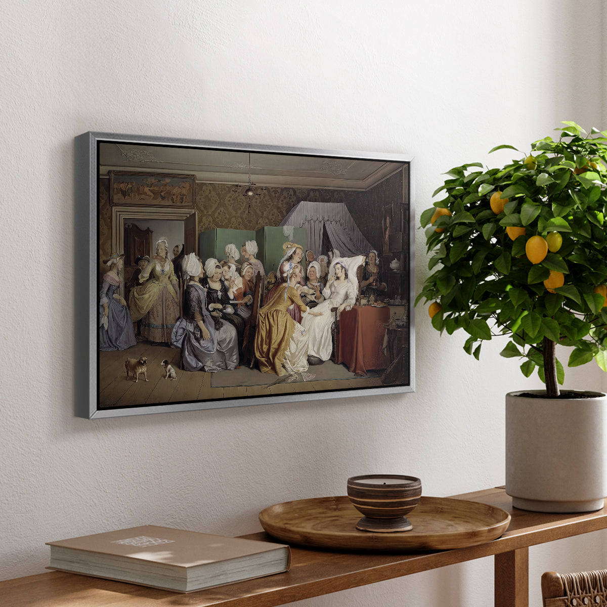 The Maternity Room (Scene from "Barselstuen"), 1845 - Floater Framed Canvas Print