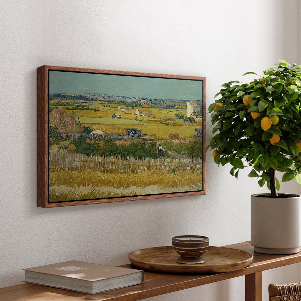 The Harvest, 1888 - Floater Framed Canvas Print